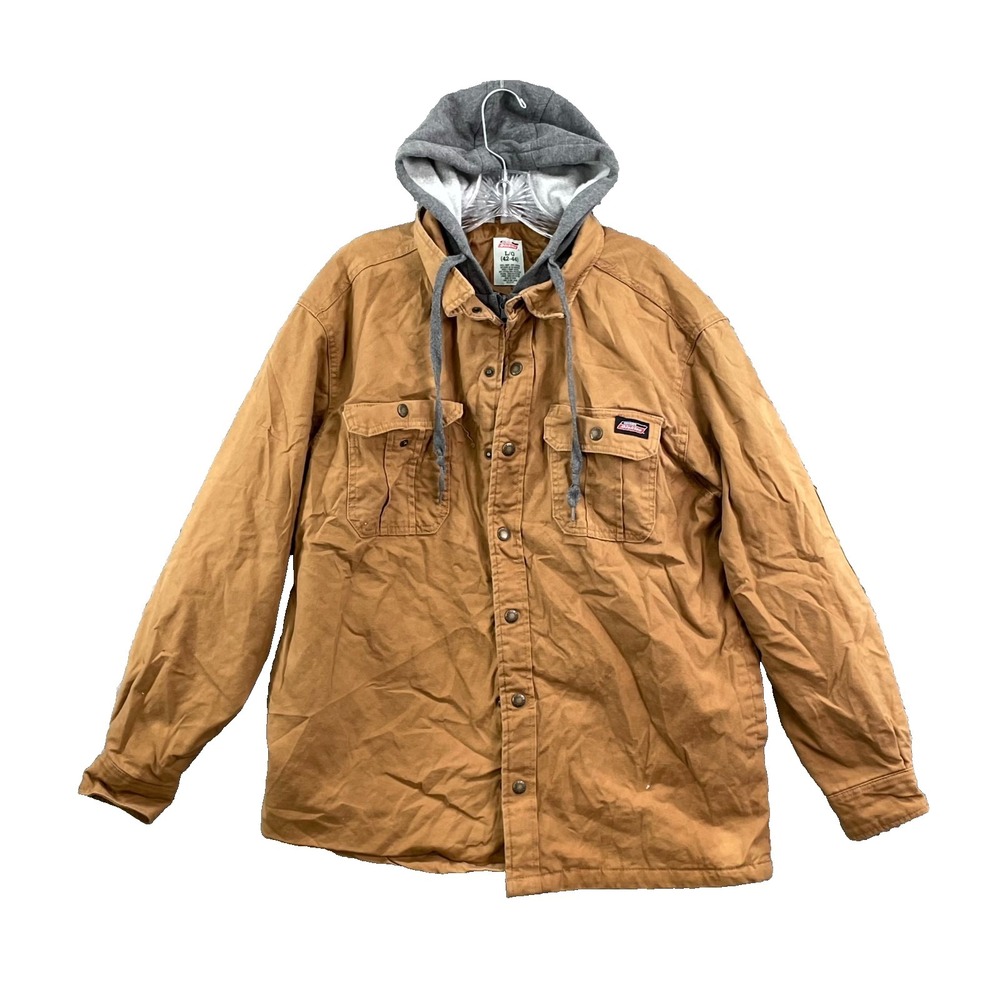 Genuine Dickies Duck Shacket Men Large Brown Canvas Quilt Lined Workwear Outdoor